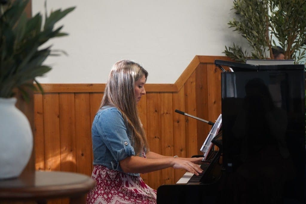 Congregation singing hymns